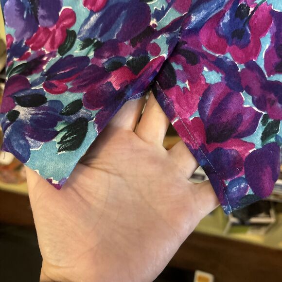 CK Editions Dress Vintage Floral Purple Small 9 Blue Bodycon Vintage Short - Picture 4 of 6